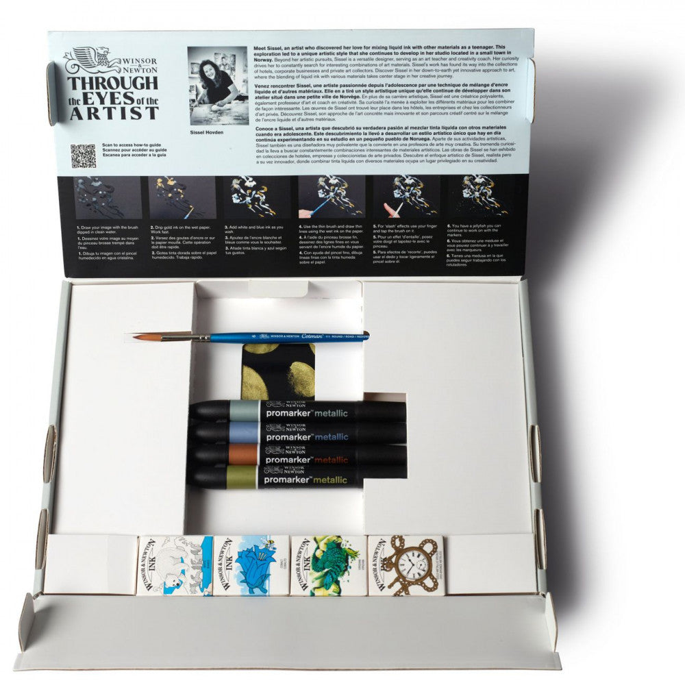 Estojo Desenho Metallic Mixed Media Winsor & Newton 10 Peças