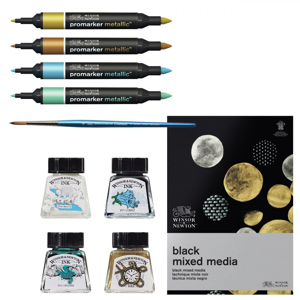 Estojo Desenho Metallic Mixed Media Winsor & Newton 10 Peças