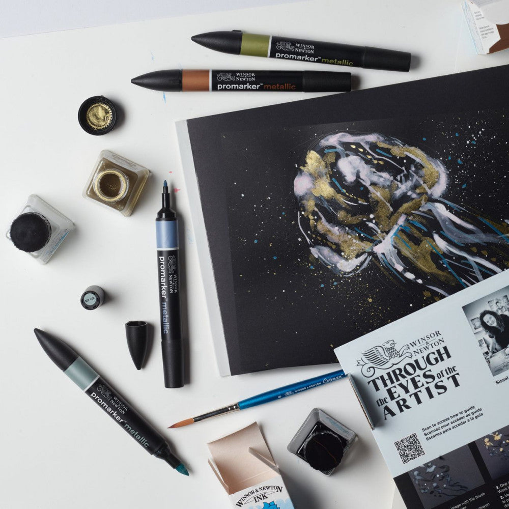 Estojo Desenho Metallic Mixed Media Winsor & Newton 10 Peças