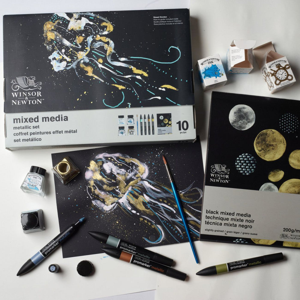 Estojo Desenho Metallic Mixed Media Winsor & Newton 10 Peças
