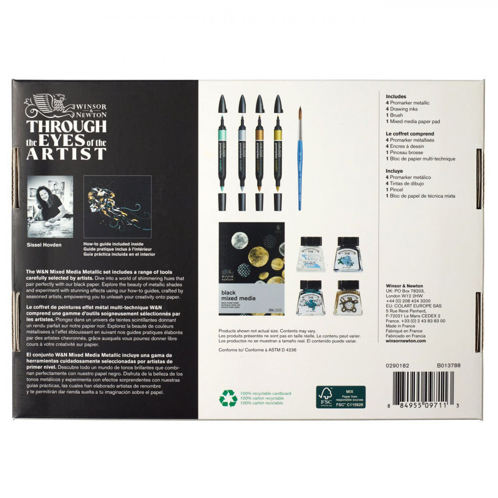 Estojo Desenho Metallic Mixed Media Winsor & Newton 10 Peças