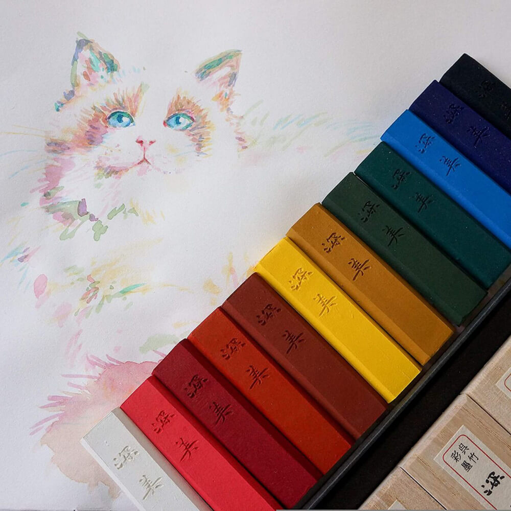 Estojo de Pintura Sumiê Kuretake Saiboku Shimbi 14 Cores