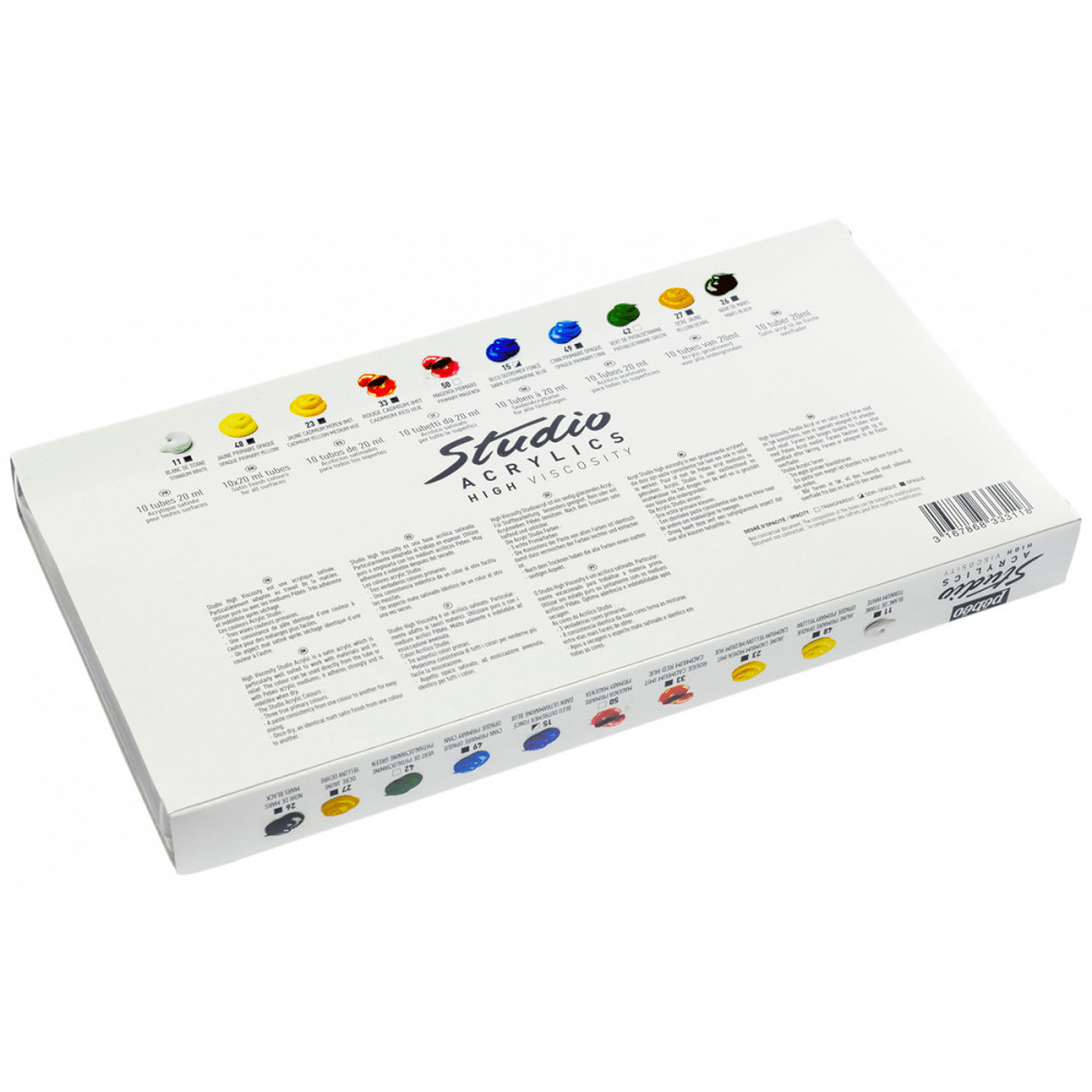 Estojo Tinta Acrílica Pébéo 20ml 10 Cores + Pincel