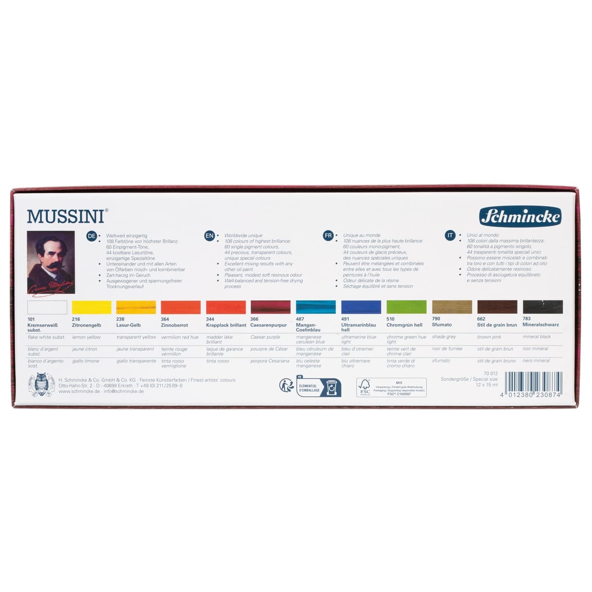Estojo Tinta Óleo Schmincke Mussini 12 Tubos