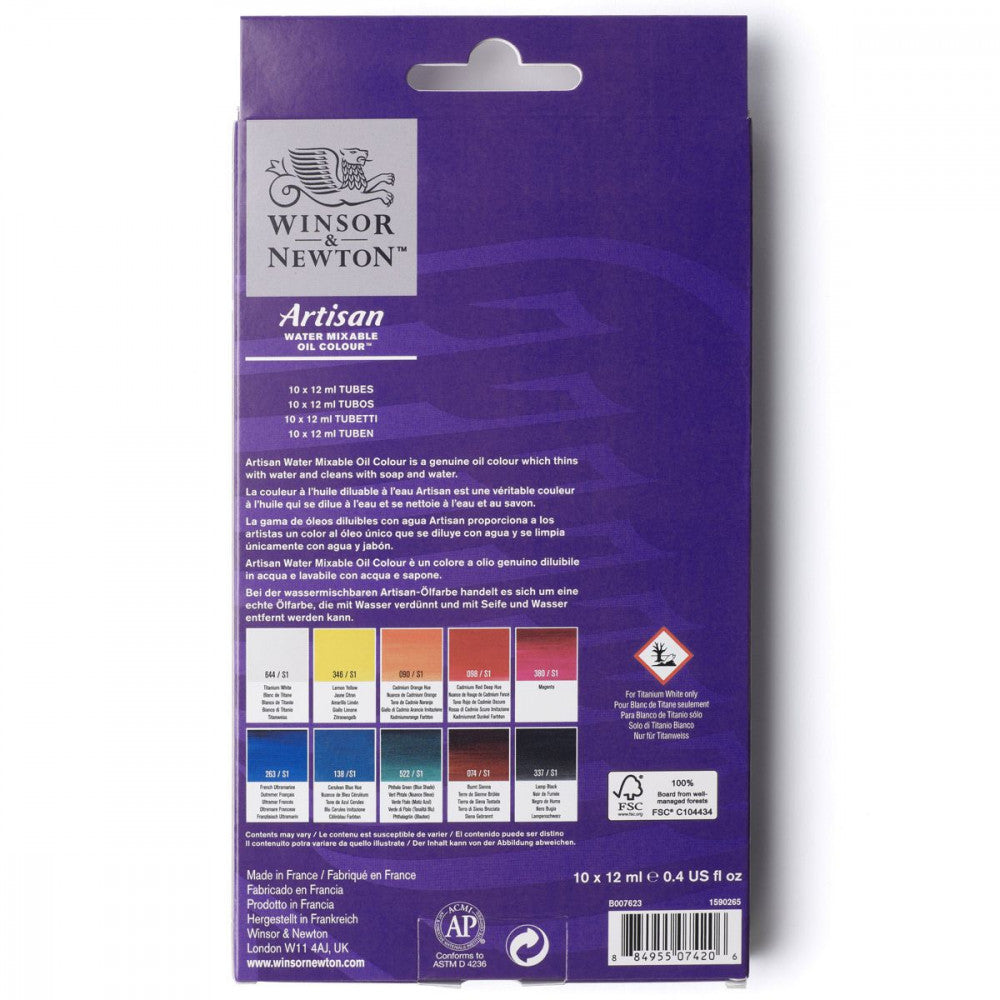 Estojo Tinta Óleo Solúvel em Água Winsor & Newton Artisan 12ml 10 Cores