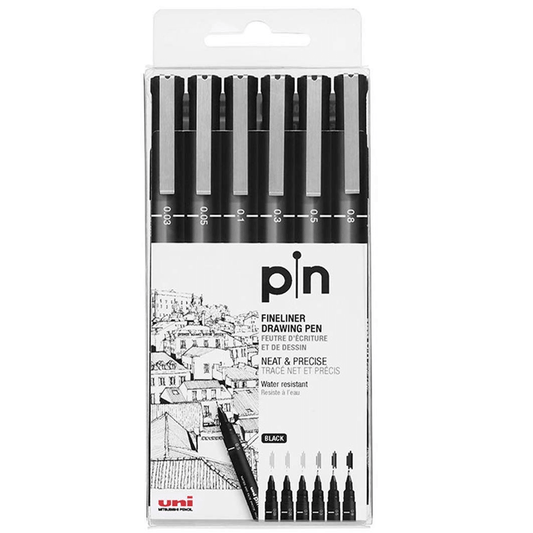 Estojo Caneta Nanquim Uni PIN 200 Uni-Ball 06 Pontas