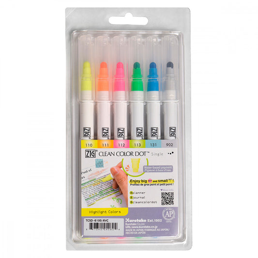 Estojo Zig Single Kuretake Highlight Colors 6 Unidades