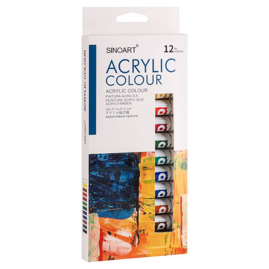 Estojo Tinta Acrílica Sinoart 12 Cores