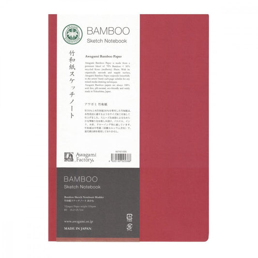 Bloco Sketchbook Bamboo Awagami 110g/m² B5 Red