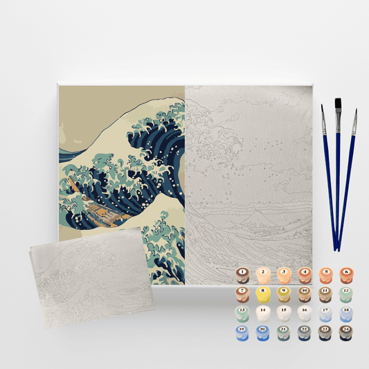 Conjunto Pintura Numerada Arte Terapia 40X50cm A Grande Onda