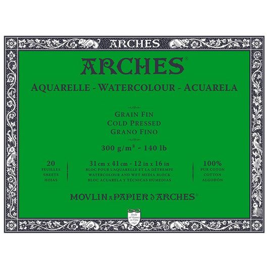 Bloco de Papel para Aquarela Arches TF 300g/m² 41x51cm 20 Folhas