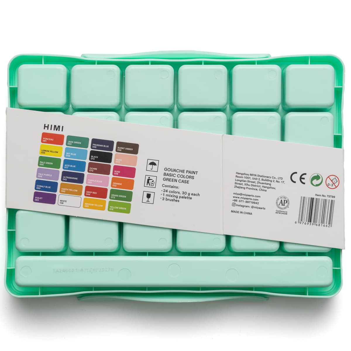 Tinta Guache Profissional Himi 24 Cores + 3 Pincéis