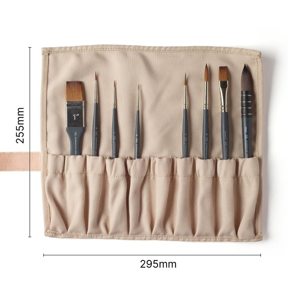 Kit Pincéis Winsor & Newton Profissional Sintéticos C/8 E Porta Pincel