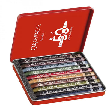Giz Aquarelável Neocolor II Caran d’ Ache 10 Cores Edição 50 Anos Dark