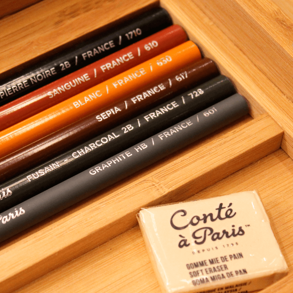 Estojo de Desenho Profissional Conté à Paris Bamboo Box