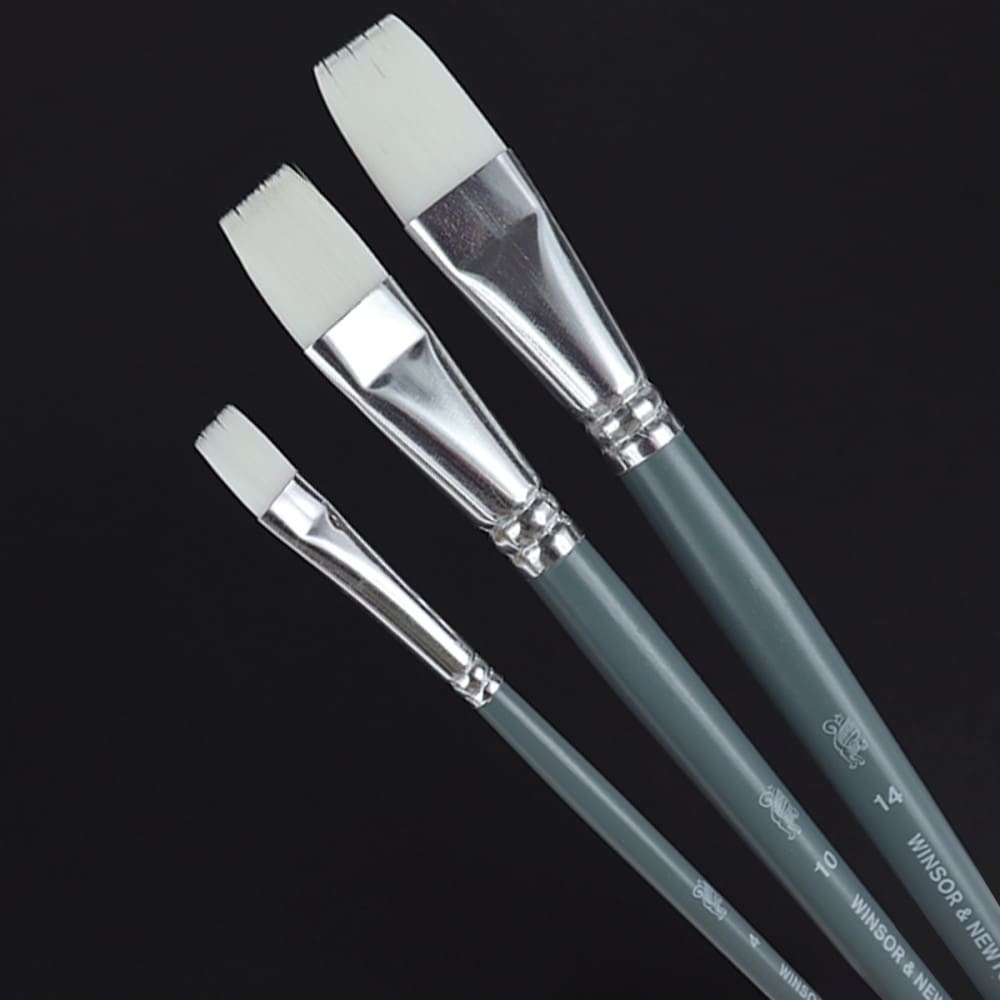 Kit Pincéis Winsor & Newton Foundation Chato Acrílico 3 Unidades