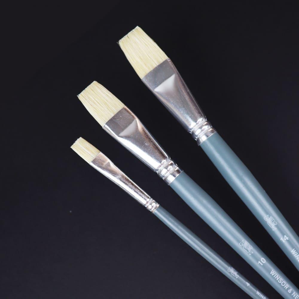 Kit Pincéis Winsor & Newton Foundation Chato Óleo 3 Unidades