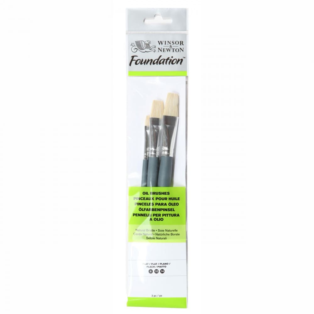 Kit Pincéis Winsor & Newton Foundation Chato Óleo 3 Unidades