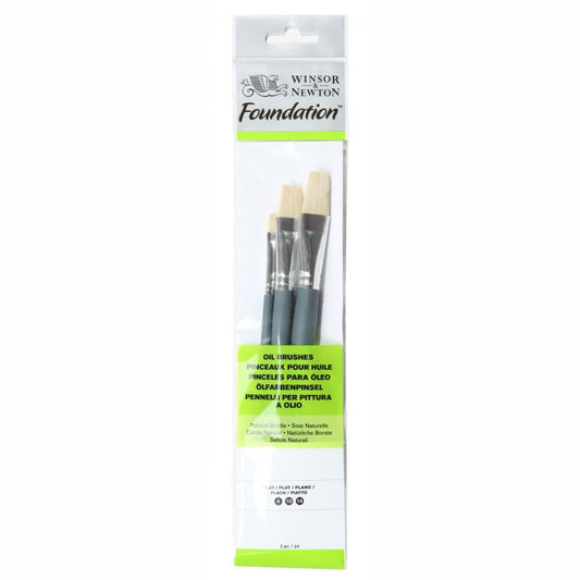 Kit Pincéis Winsor & Newton Foundation Chato Óleo 3 Unidades