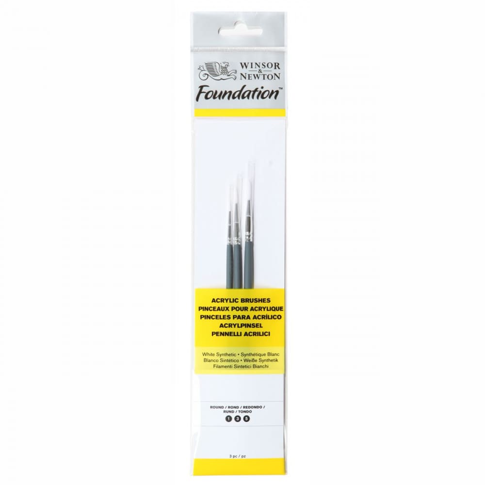 Kit Pincéis Winsor & Newton Foundation Redondo Acrílico 3 Unidades