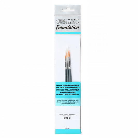 Kit Pincéis Winsor & Newton Foundation Redondo Aquarela 3 Unidades