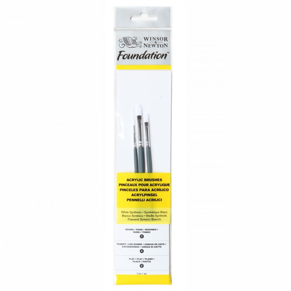 Kit Pincéis Winsor & Newton Foundation Sortidos Acrílico 3 Unidades