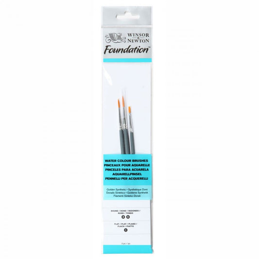Kit Pincéis Winsor & Newton Foundation Sortidos Aquarela 3 Unidades