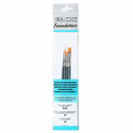 Kit Pincéis Winsor & Newton Foundation Sortidos Aquarela 4 Unidades