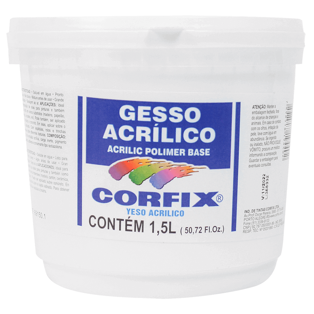 Gesso Acrílico Para Tela Corfix 1,5L
