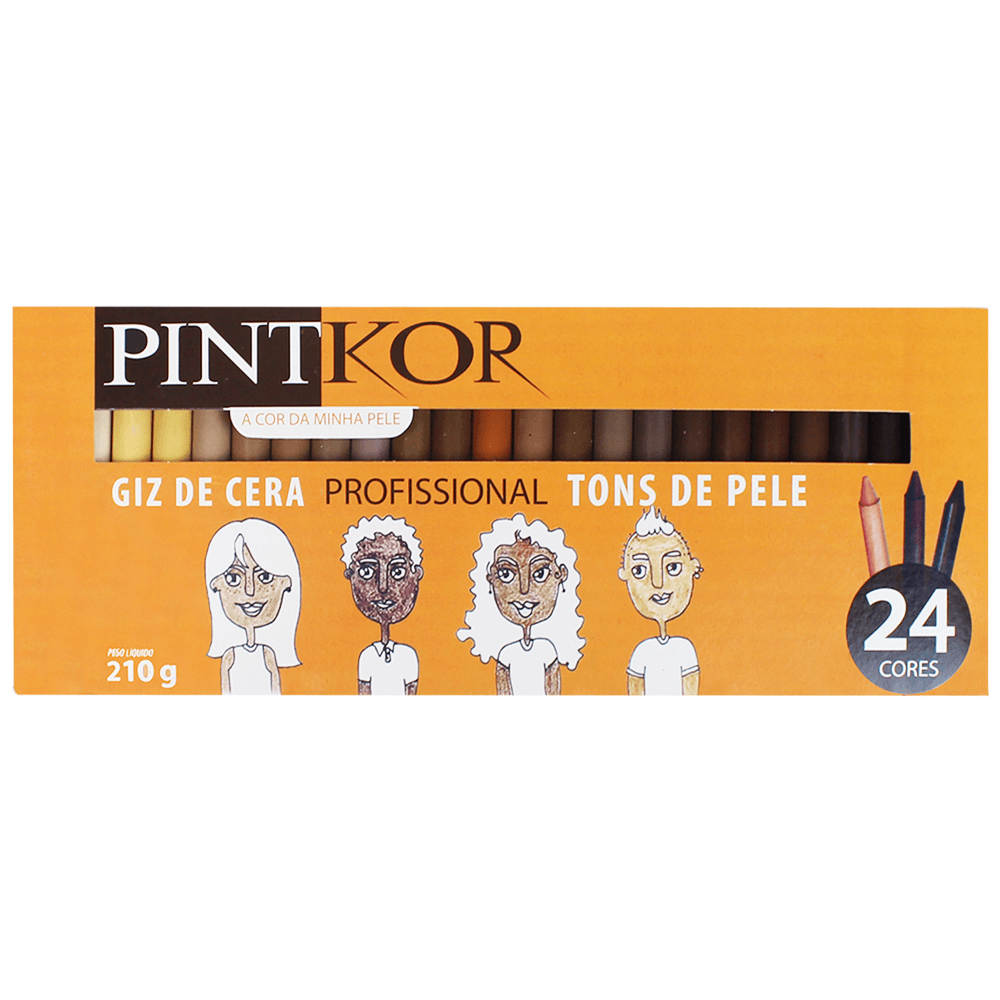 Giz de Cera Pintkor 24 Cores Tons de Pele