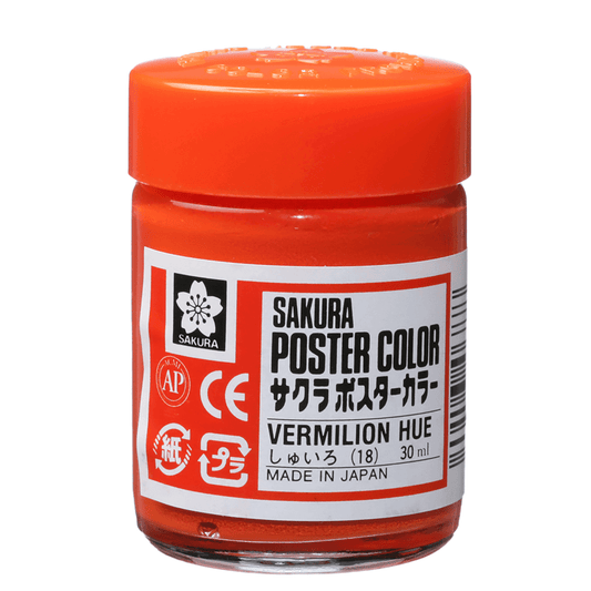 Tinta Guache Sakura Poster Color 30ml 18 Vermilion Hue