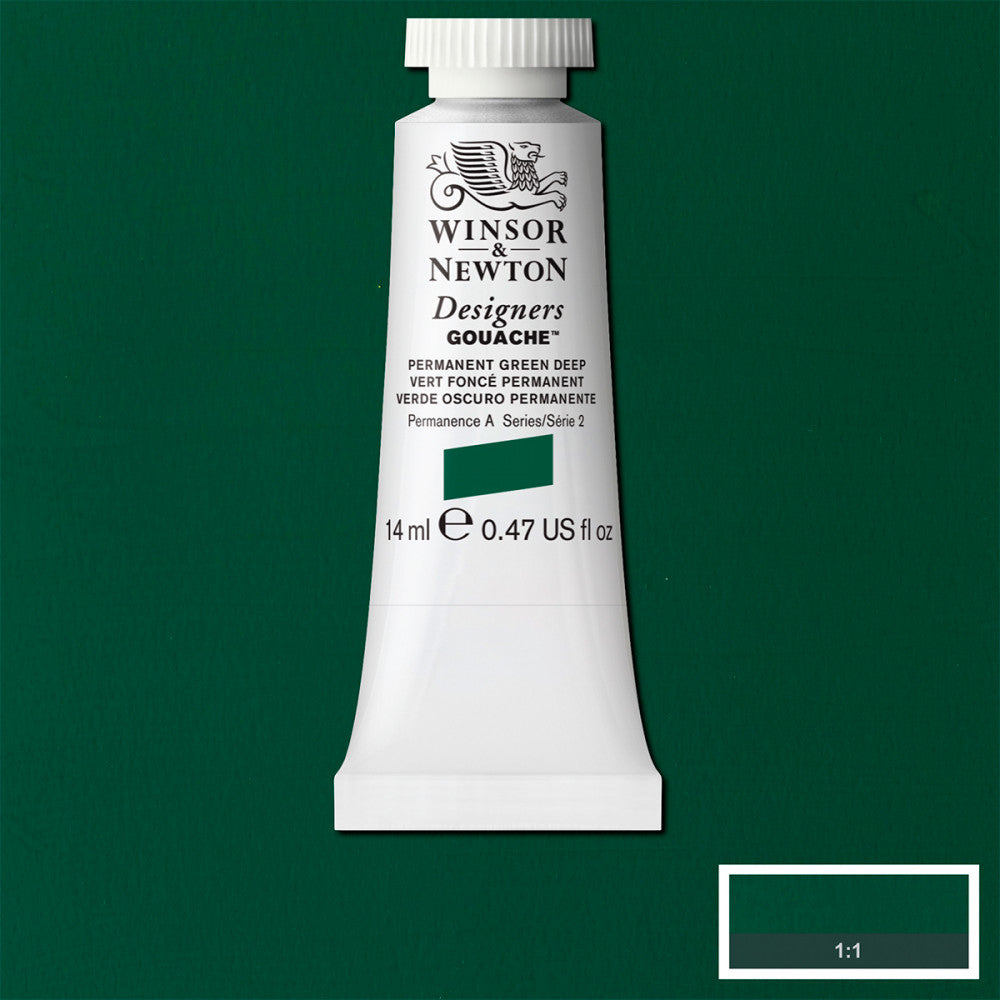 Tinta Guache Winsor & Newton Designers 14ml S2 482 Permanent Green Deep