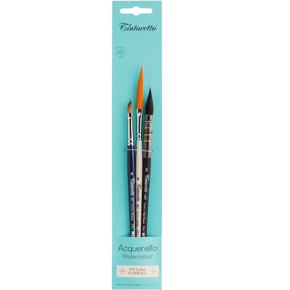 Conjunto Pincel Tintoretto Pintura Floral