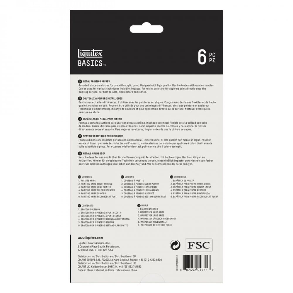 espátulas de aço para pintura liquitex 06 unidades