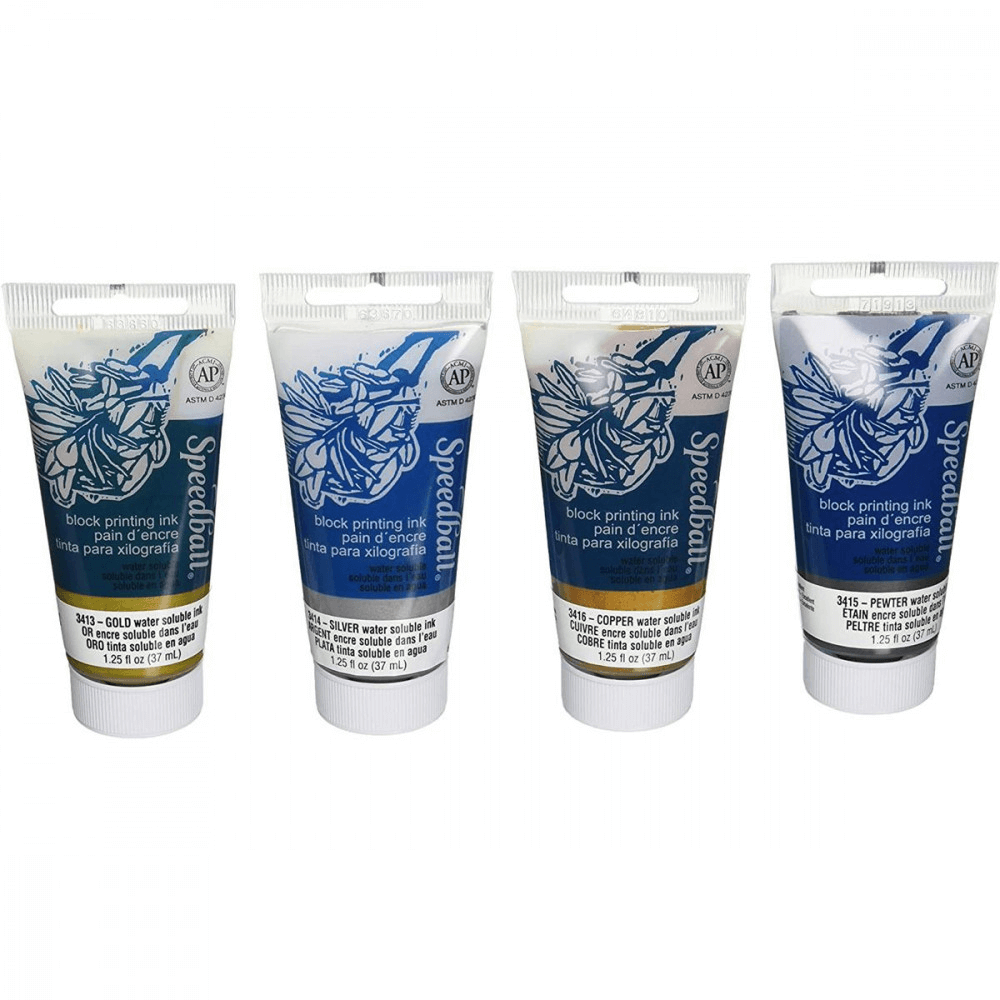 Tinta para xilogravura Speedball 4 cores metálicas 37ml