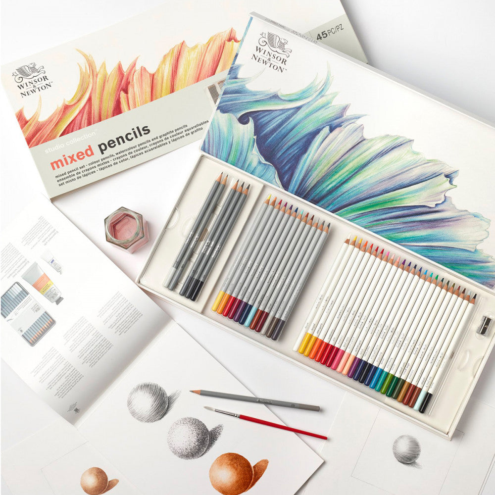 Lápis de Cor Mixed Winsor & Newton Studio Collection 45 Peças