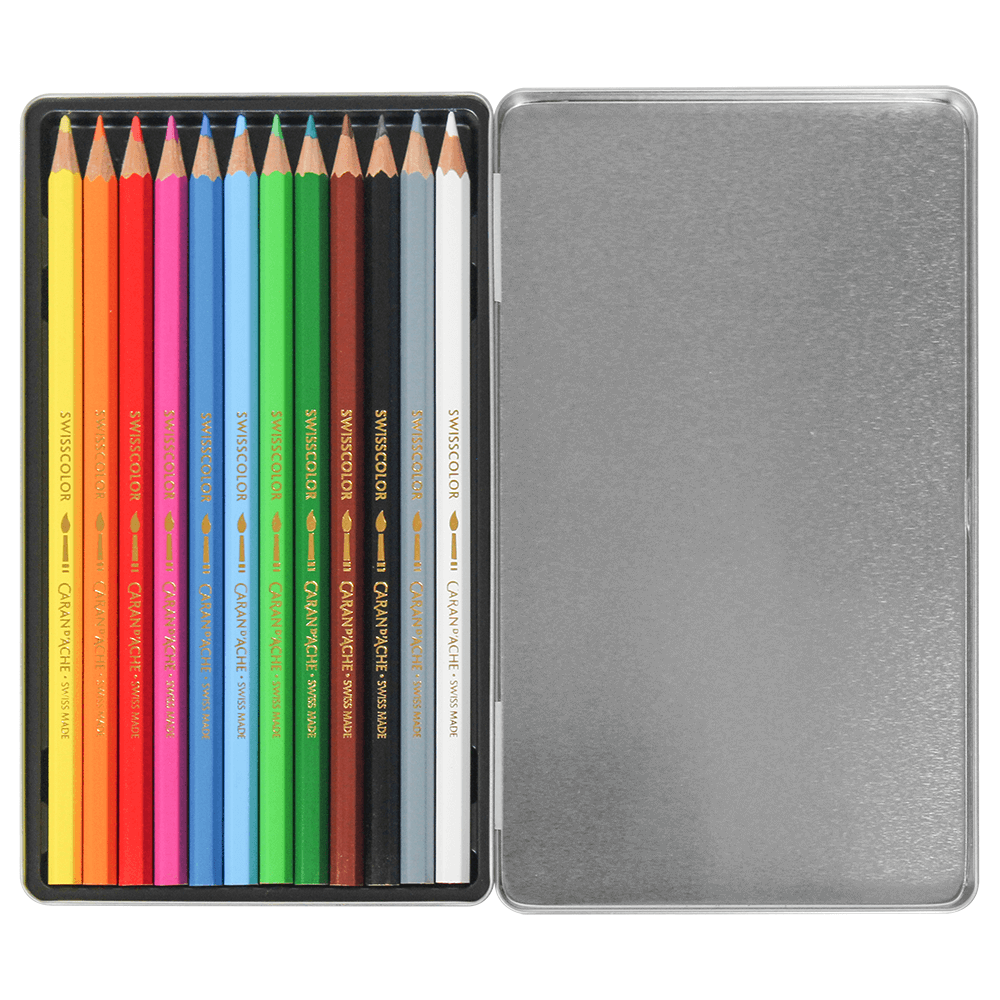 Lápis Aquarelável RED Caran D'Ache 12 Cores