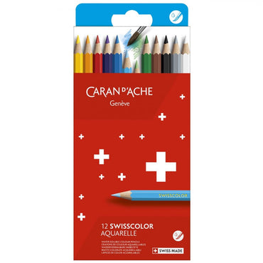 Lápis Aquarelável Swisscolor Caran D'Ache 12 Cores Cardboard