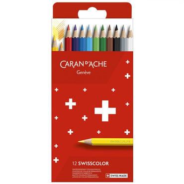 Lápis de Cor Permanente Swisscolor Caran D'Ache 12 Cores