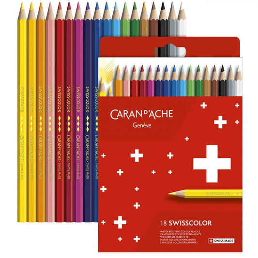 Lápis de Cor Permanente Swisscolor Caran D'Ache 18 Core