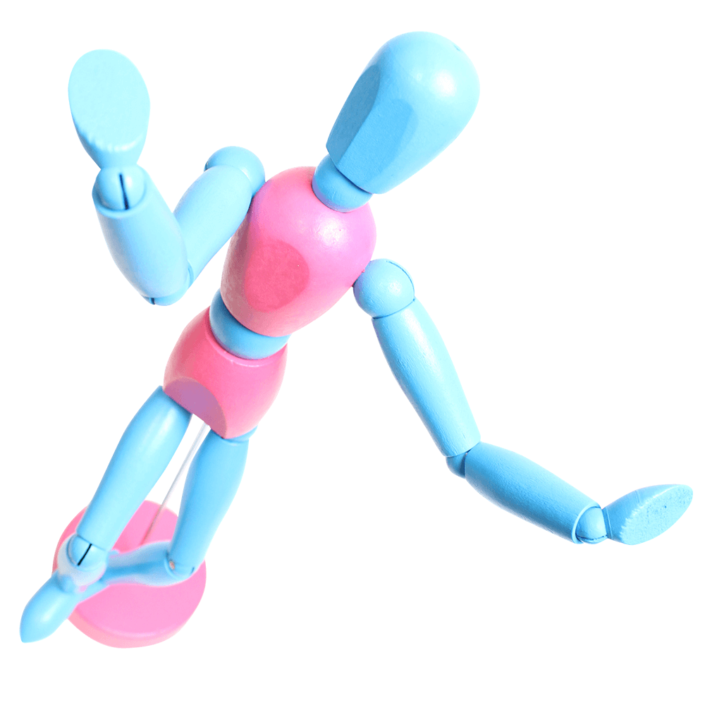 Manequim Articulado 30cm Color Azul e Rosa