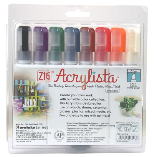 Marcador Artístico Zig Acrylista Kuretake 08 Modern Cores PAC-50/8VA