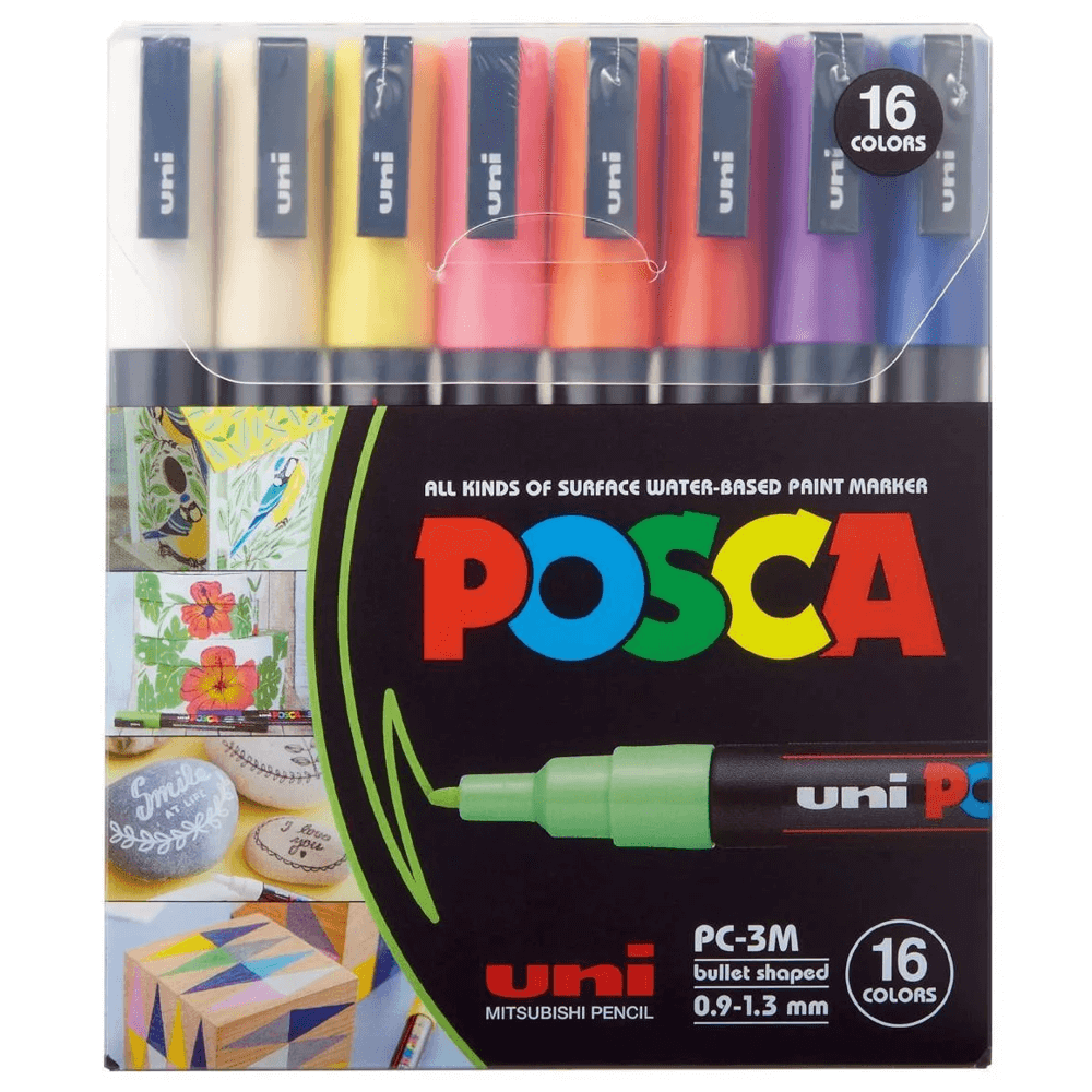 Estojo Caneta Marcador Posca Uni-Ball 16 Cores
