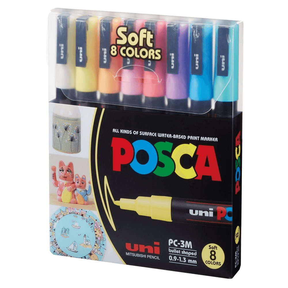 Estojo Caneta Marcador Posca Uni-Ball 8 Cores