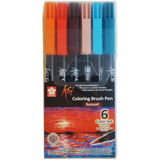Caneta Ponta de Pincel Koi Sakura 6 Cores Paisagem