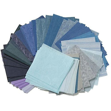 Bloco de Papel Japonês Tons de Azul Awagami 150 Folhas 8,5X8,5cm Mini