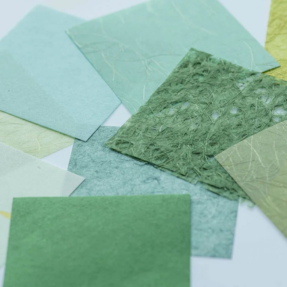 Bloco de Papel Japonês Tons de Verde Awagami 150 Folhas 8,5X8,5cm Mini