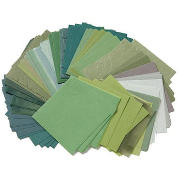 Bloco de Papel Japonês Tons de Verde Awagami 150 Folhas 8,5X8,5cm Mini