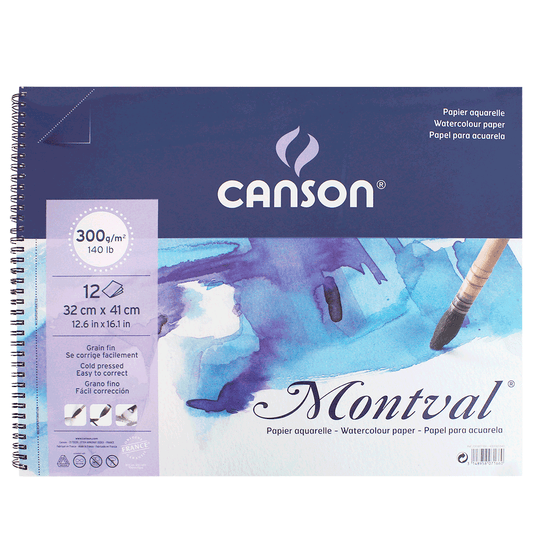 Bloco de Papel Para Aquarela Montval Canson A3 300g/m² Com Espiral