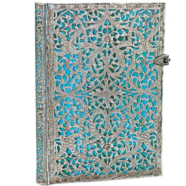Paperblanks Silver Filigree Maya Blue Capa Dura Midi Pautado